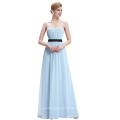 Starzz Long Strapless Off Shoulder Light Blue Chiffon Bridesmaid Dress ST000066-6